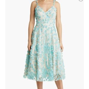 Floral Appliqué Cocktail Midi Dress